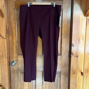 NWT Rekucci Burgundy Curvy Streight Cut Tummy Control Pants Size 20WP